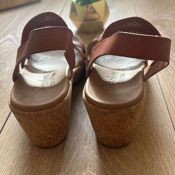 Skechers Brown Cork Wedge Sandals - Picture 12 of 15